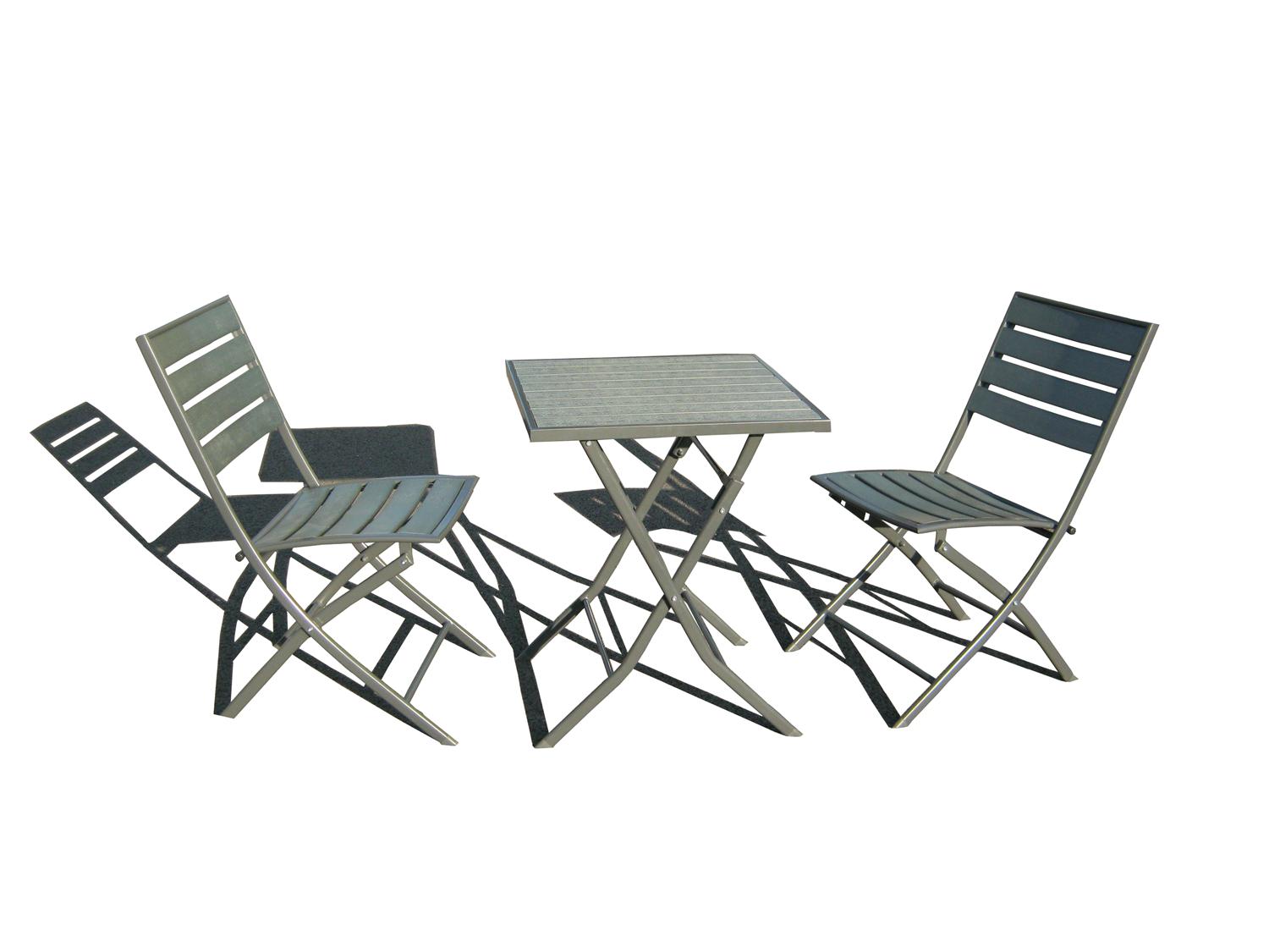 3pcs steel foldable polywood table set