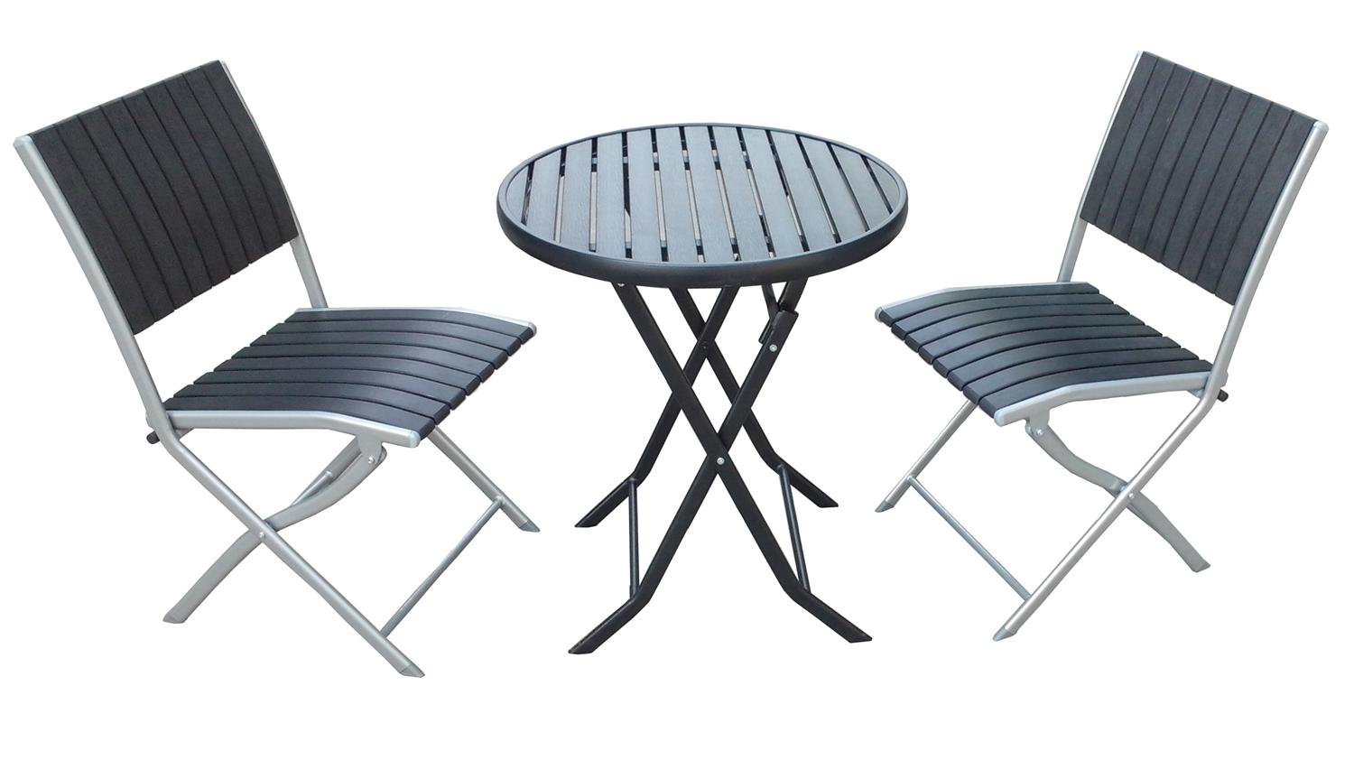 3pcs steel foldable polywood table set
