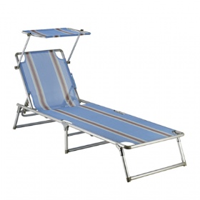 Folding sunlounger with sunshade