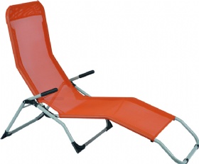 Foldable steel sunlounger with stoppers