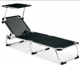 Steel folding sun lounger with sunshade