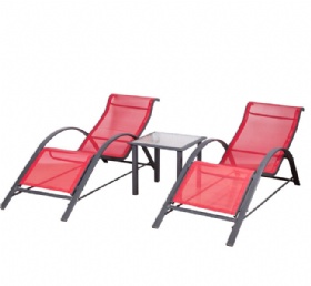 3pcs knock down sunlounger set with table