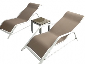 aluminum sun lounger with table set