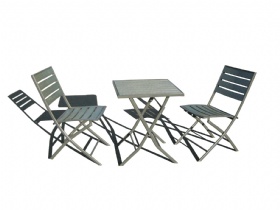 3pcs steel foldable polywood table set