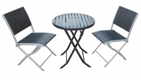 3pcs steel foldable polywood table set